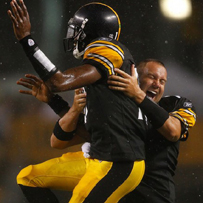 Ben celebrates a Dixon TD during the Lions game last week. The call was later overturned, but another TD was not far behind.